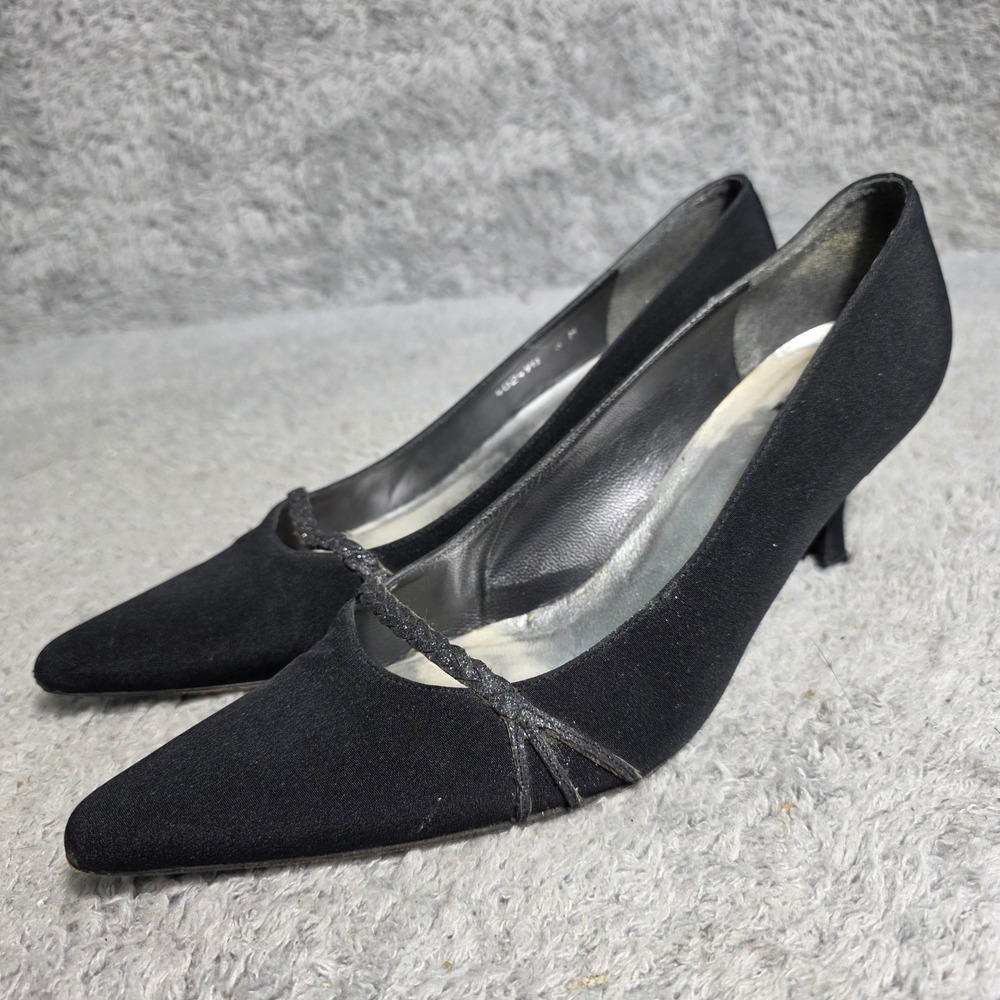 VTG Stuart Weitzman Black Suede Pointed Toe Kitten Heel Pumps Women's‎ 8M